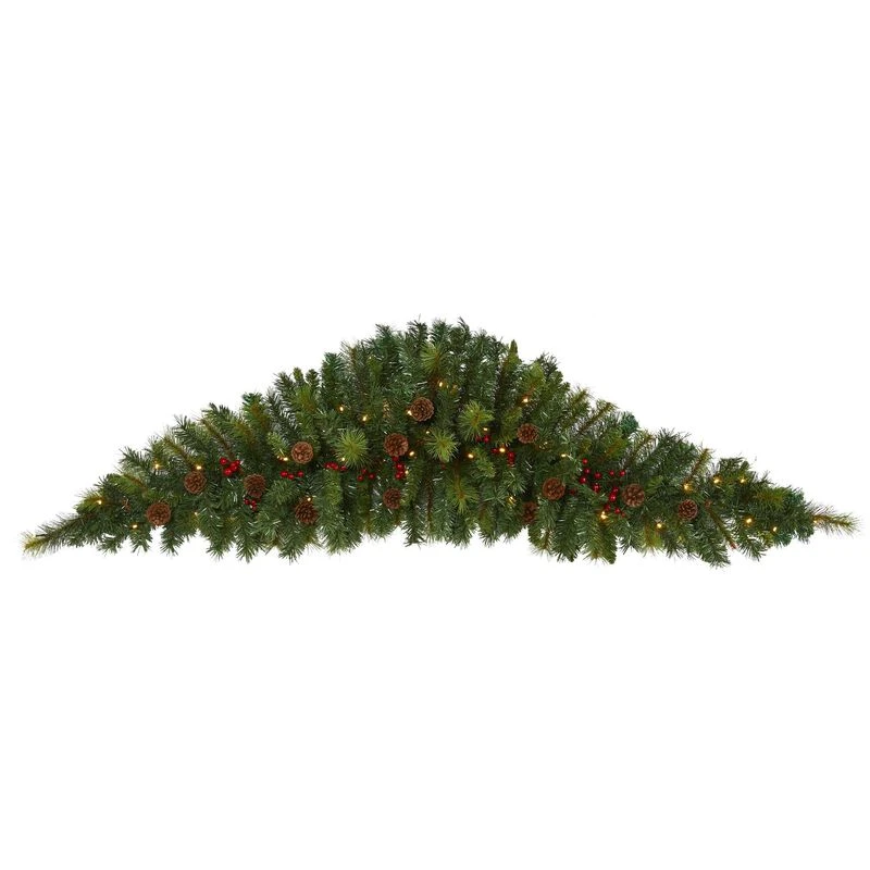 Nearly Natural 6-ft Artificial Christmas Swag With 50 LED Lights, Berries And Pine Cones 1 Nearly Natural 6-ft Artificial Christmas Swag With 50 LED Lights, Berries And Pine Cones