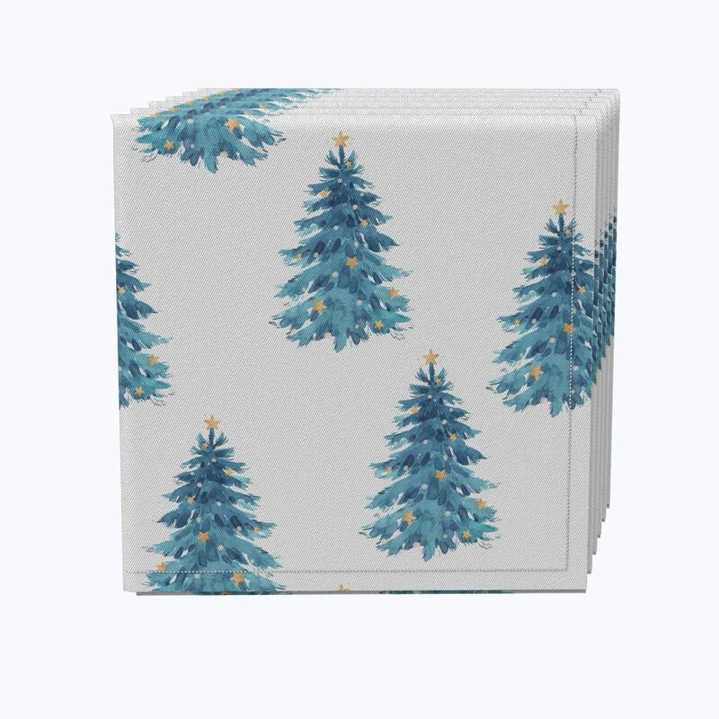 Fabric Textile Products, Inc. Napkin Set Of 4, 100% Cotton, Watercolor Christmas Trees 1 Fabric Textile Products, Inc. Napkin Set Of 4, 100% Cotton, Watercolor Christmas Trees