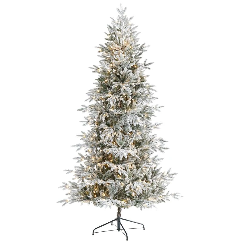 Nearly Natural 7.5-ft Flocked Manchester Spruce Artificial Christmas Tree With 450 Lights And 949 Bendable Branches 1 Nearly Natural 7.5-ft Flocked Manchester Spruce Artificial Christmas Tree With 450 Lights And 949 Bendable Branches