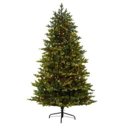 Nearly Natural 7-ft North Carolina Fir Artificial Christmas Tree With 550 Clear Lights And 3703 Bendable Branches Green