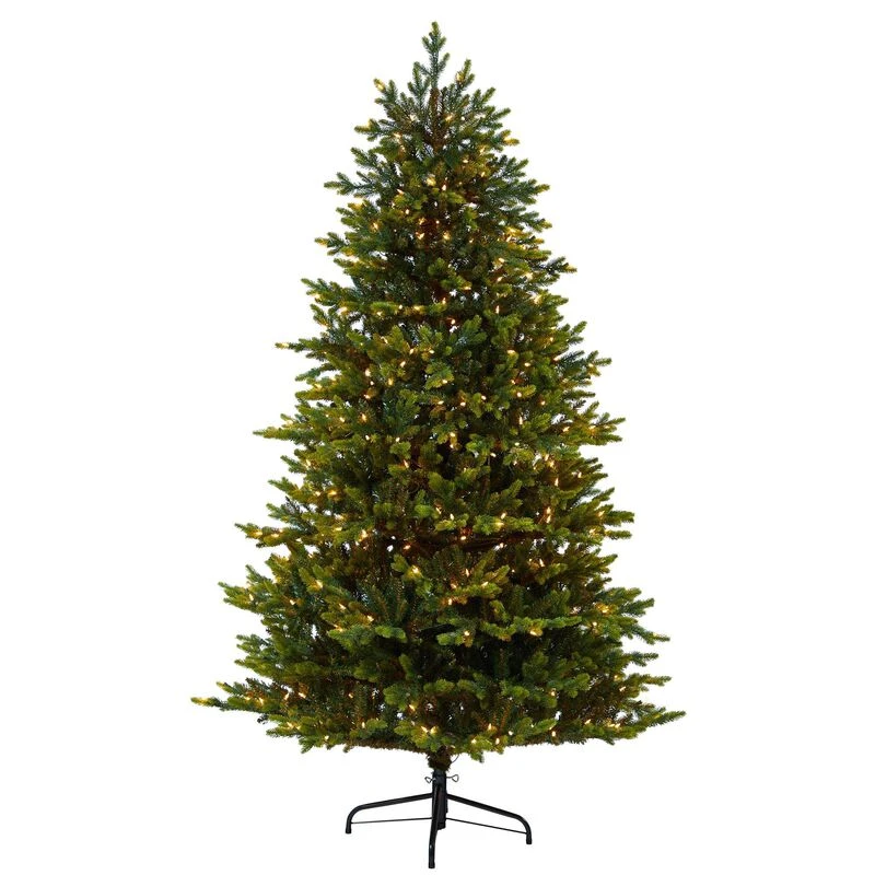 Nearly Natural 7-ft North Carolina Fir Artificial Christmas Tree With 550 Clear Lights And 3703 Bendable Branches Green 1 Nearly Natural 7-ft North Carolina Fir Artificial Christmas Tree With 550 Clear Lights And 3703 Bendable Branches Green