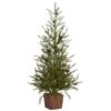 Nearly Natural 3-ft Alpine “Natural Look-in Artificial Christmas Tree In Wood Planter With Pine Cones