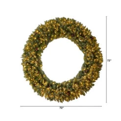 Nearly Natural 6-ft Giant Flocked Artificial Christmas Wreath With Pinecones, 400 Clear LED Lights And 920 Bendable Branches -Sunnydaze Decor Shop 420007a3857c44b4a01254fb41f1c4d3