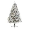 Nearly Natural 7-ft Flocked West Virginia Fir Artificial Christmas Tree With 350 Clear LED Lights Green