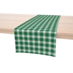 Fabric Textile Products, Inc. Table Runner, 100% Polyester, Christmas Green Plaid Green