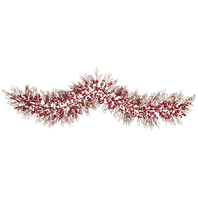 HomPlanti 6' Red Berry Artificial Christmas Garland 1 HomPlanti 6' Red Berry Artificial Christmas Garland