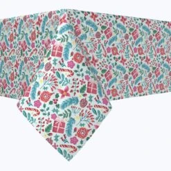 Fabric Textile Products, Inc. Square Tablecloth, 100% Polyester, Christmas Candy Cane Celebration Red