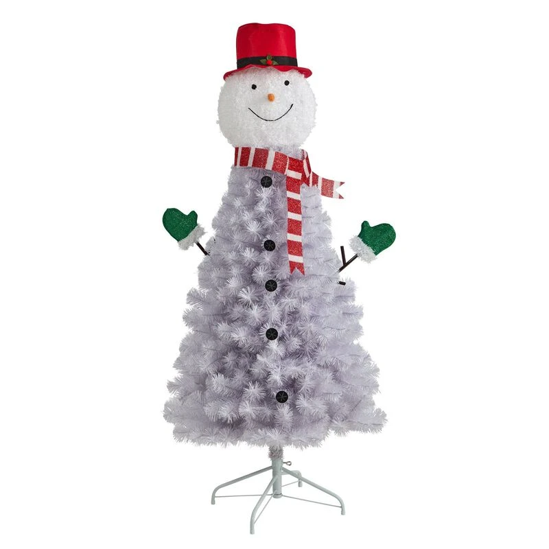 Nearly Natural 5-ft Snowman Artificial Christmas Tree With 408 Bendable Branches White 1 Nearly Natural 5-ft Snowman Artificial Christmas Tree With 408 Bendable Branches White