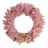 Nearly Natural 24-in Pink Artificial Christmas Wreath With 35 LED Lights And Ornaments