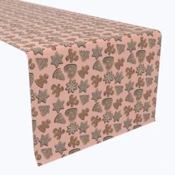Fabric Textile Products, Inc. Table Runner, 100% Polyester, Christmas Gingerbread Cookies Brown