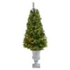 Nearly Natural 4.5-ft Green Valley Pine Artificial Christmas Tree With 100 Warm White LED Lights And 201 Bendable Branches In Decorative Urn
