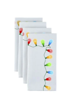 Fabric Textile Products, Inc. Napkin Set, 100% Polyester, Set Of 4, Christmas Lights Garland
