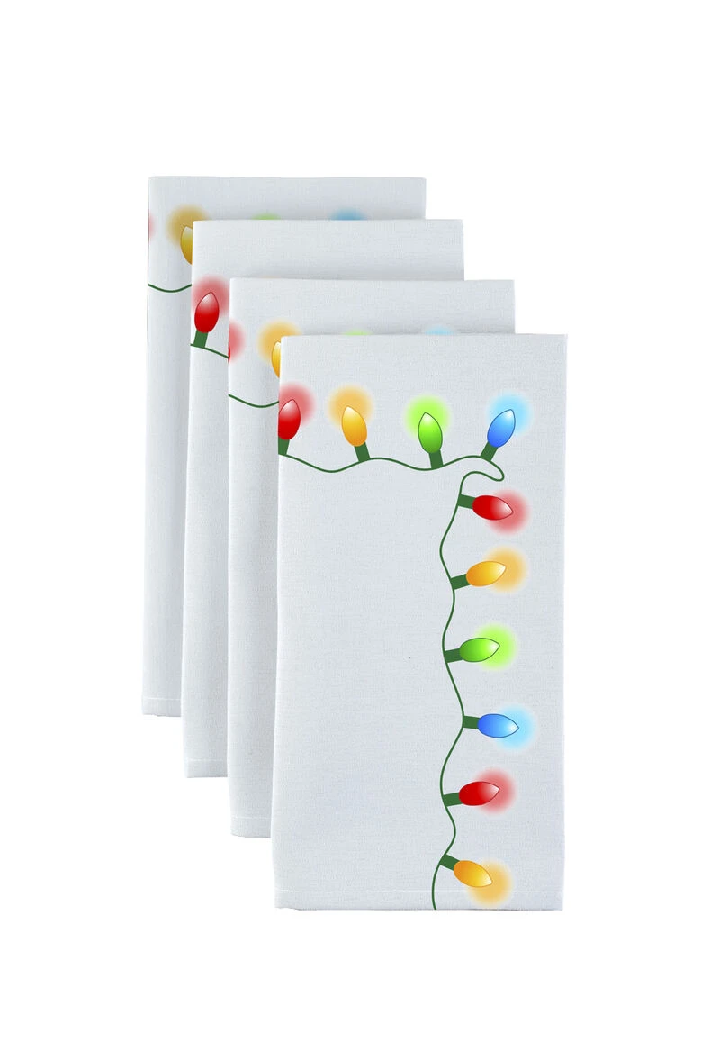 Fabric Textile Products, Inc. Napkin Set, 100% Polyester, Set Of 4, Christmas Lights Garland 1 Fabric Textile Products, Inc. Napkin Set, 100% Polyester, Set Of 4, Christmas Lights Garland