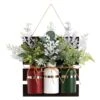 Nearly Natural 17-in Holiday Assorted Christmas Pine Hanging Three Piece Mason Jar Artificial Arrangement Wall Art Décor
