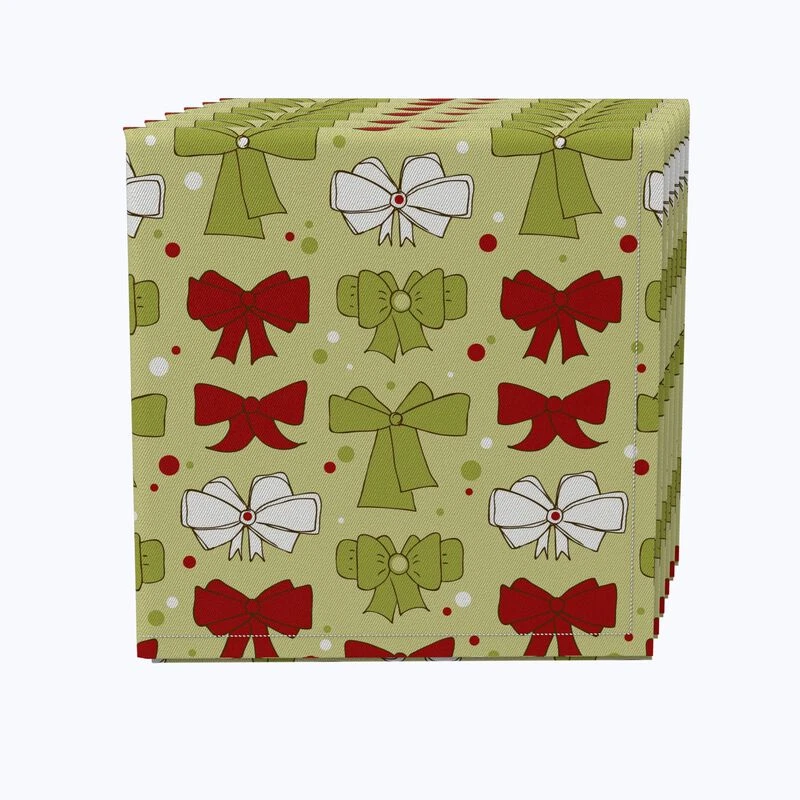 Fabric Textile Products, Inc. Napkin Set Of 4, 100% Cotton, Christmas Bows 1 Fabric Textile Products, Inc. Napkin Set Of 4, 100% Cotton, Christmas Bows