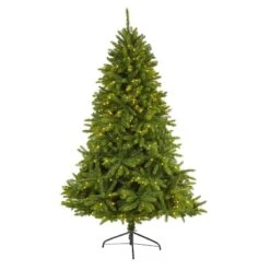 Nearly Natural 6-ft Sierra Spruce “Natural Look-in Artificial Christmas Tree With 300 Clear LED Lights And 1357 Bendable Branches Green