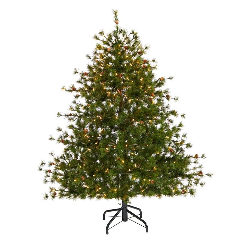 Nearly Natural 5-ft Colorado Mountain Pine Artificial Christmas Tree With 250 Clear Lights, 669 Bendable Branches And Pine Cones Green 1 Nearly Natural 5-ft Colorado Mountain Pine Artificial Christmas Tree With 250 Clear Lights, 669 Bendable Branches And Pine Cones Green