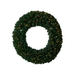 HomPlanti 48" Large Artificial Christmas Wreath With 714 Bendable Branches And 200 Warm White LED Lights