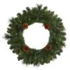 HomPlanti 20" Pine Artificial Christmas Wreath With 35 LED Lights And Pinecones