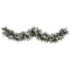 HomPlanti 6" Flocked Mixed Pine Artificial Christmas Garland With 50 LED Lights, Pine Cones And Berries