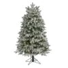 HomPlanti 5 Feet Flocked Colorado Mountain Fir Artificial Christmas Tree With 300 Warm White Microdot (Multifunction) LED Lights With Instant Connect Technology And 511 Bendable Branches
