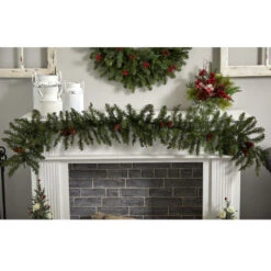 HomPlanti 6' Mixed Alaskan Pines And Pinecones Artificial Christmas Garland 50 Warm White LED Lights -Sunnydaze Decor Shop 5a34c5a94ab44e7b98e36e95618614f5