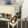 Fabric Textile Products, Inc. Rectangular Tablecloth, 100% Polyester, Textured Christmas Garland Border Red