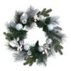 Nearly Natural 24-in Assorted Snow Tipped Pine, Pinecones And Berries Artificial Christmas Wreath With Silver Ornaments