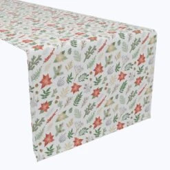 Fabric Textile Products, Inc. Table Runner, 100% Polyester, Christmas Plants & Flowers Green