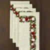 Fabric Textile Products, Inc. Napkin Set, 100% Polyester, Set Of 4, Textured Christmas Garland Border