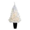 Nearly Natural 50-in White Christmas Tree W/100 LED In Black Metal Planter