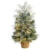 Nearly Natural 2-ft Winter Frosted Artificial Christmas Tree With 35 LED Lights In Burlap Base