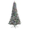 Nearly Natural 8.5-ft Flocked British Columbia Mountain Fir Artificial Christmas Tree With 120 Multi Color Globe Bulbs And 1513 Bendable Branches Green