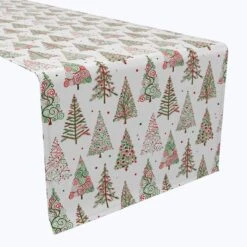 Fabric Textile Products, Inc. Table Runner, 100% Cotton, Red & Green Christmas Tree Designs Green