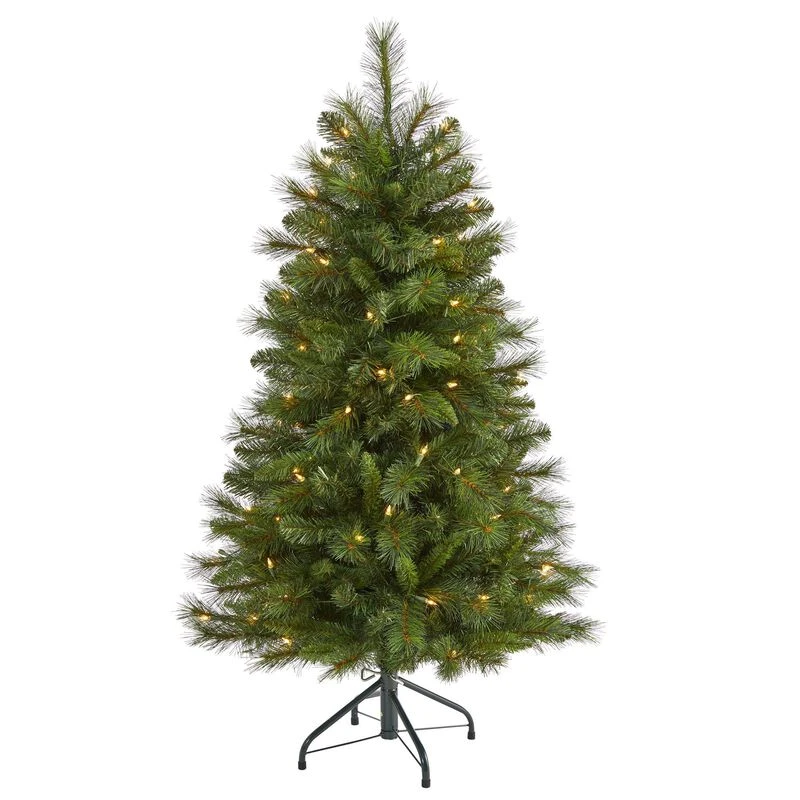 Nearly Natural 4-ft West Virginia Mountain Pine Artificial Christmas Tree With 100 Clear Lights And 322 Bendable Branches 1 Nearly Natural 4-ft West Virginia Mountain Pine Artificial Christmas Tree With 100 Clear Lights And 322 Bendable Branches