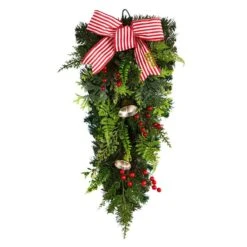 Nearly Natural 26-in Holiday Christmas Bells And Bow Artificial Swag