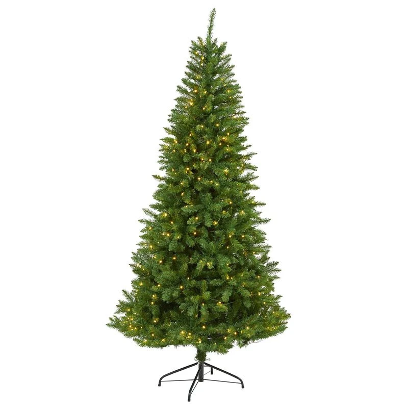 Nearly Natural 6.5-ft Green Valley Fir Artificial Christmas Tree With 350 Clear LED Lights 1125 Bendable Branches Green 1 Nearly Natural 6.5-ft Green Valley Fir Artificial Christmas Tree With 350 Clear LED Lights 1125 Bendable Branches Green