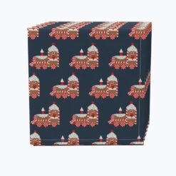 Fabric Textile Products, Inc. Napkin Set Of 4, 100% Cotton, Christmas Gingerbread Train