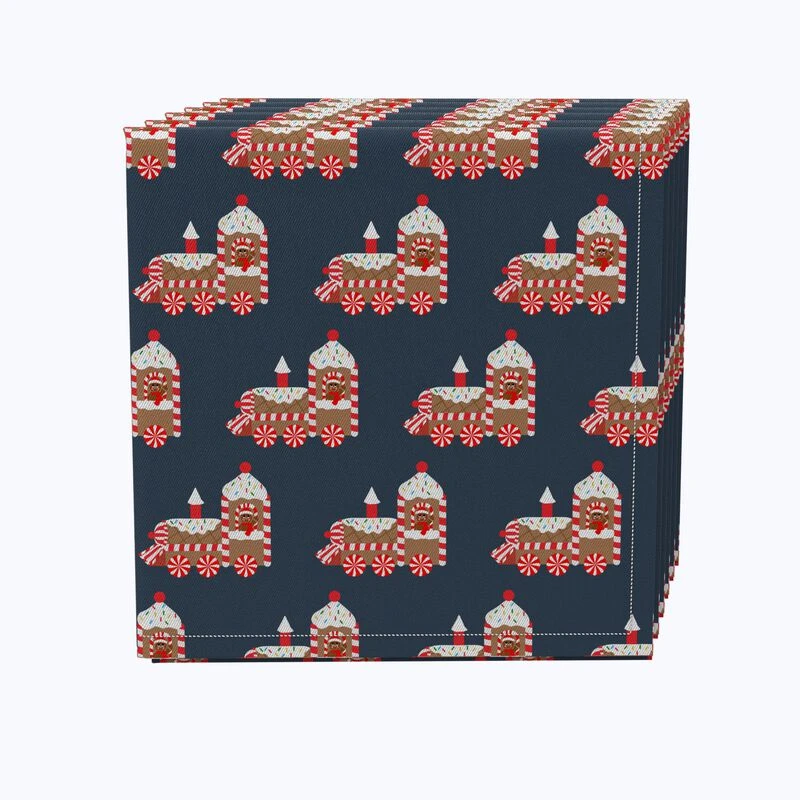 Fabric Textile Products, Inc. Napkin Set Of 4, 100% Cotton, Christmas Gingerbread Train 1 Fabric Textile Products, Inc. Napkin Set Of 4, 100% Cotton, Christmas Gingerbread Train