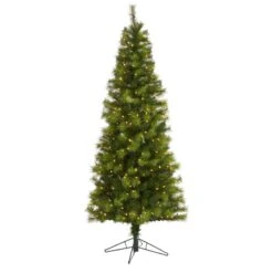 Nearly Natural 6.5-ft Green Valley Pine Artificial Christmas Tree With 300 Warm White LED Lights And 579 Bendable Branches