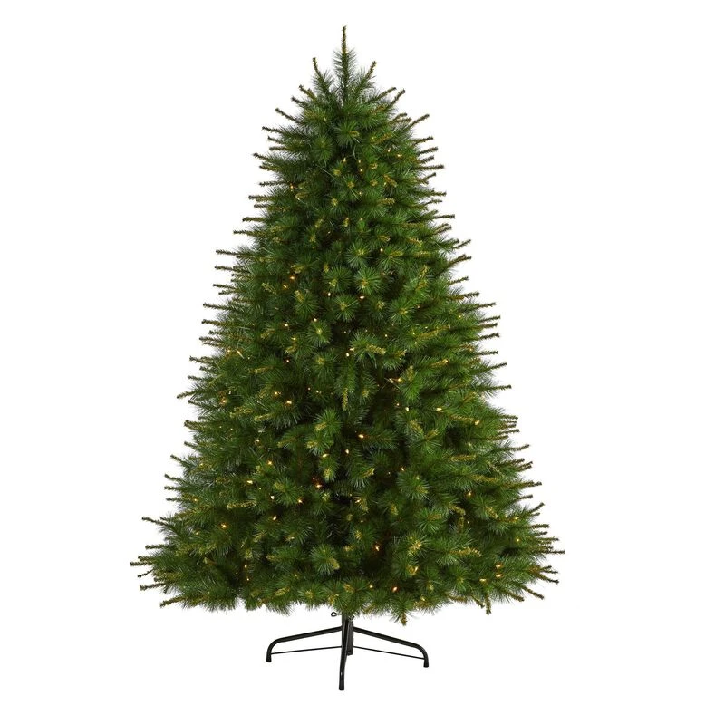 Nearly Natural 7-ft New England Pine Artificial Christmas Tree With 400 Clear Lights And 1044 Bendable Branches Green 1 Nearly Natural 7-ft New England Pine Artificial Christmas Tree With 400 Clear Lights And 1044 Bendable Branches Green