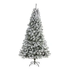 Nearly Natural 8-ft Flocked West Virginia Fir Artificial Christmas Tree Green