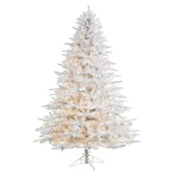 Nearly Natural 7.5-ft Candle Lit White Artificial Christmas Tree With 900 LED “Candle Lights-in And 1703 Bendable Branches