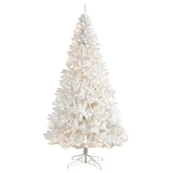 Nearly Natural 9-ft White Artificial Christmas Tree With 1860 Bendable Branches And 650 LED Lights White