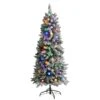 Nearly Natural 5-ft Flocked British Columbia Mountain Fir Artificial Christmas Tree With 50 Multi Color Globe Bulbs And 379 Bendable Branches