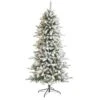 Nearly Natural 6-ft Flocked Livingston Fir Artificial Christmas Tree With Pine Cones And 300 Clear Warm LED Lights Green