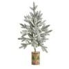 HomPlanti 28 Inches Flocked Christmas Artificial Tree In Decorative Planter