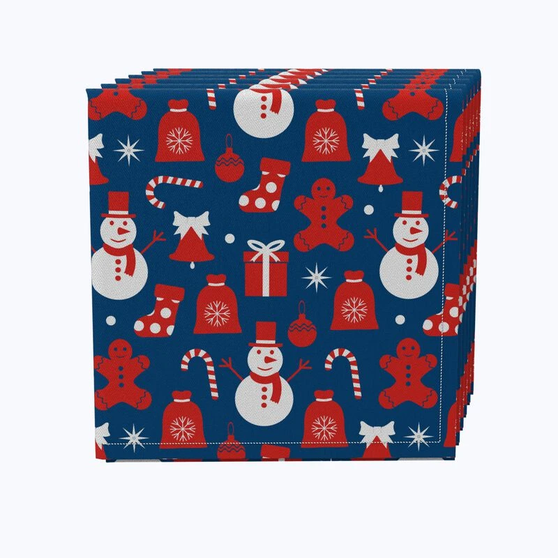 Fabric Textile Products, Inc. Napkin Set Of 4, 100% Cotton, Red Christmas Symbols 1 Fabric Textile Products, Inc. Napkin Set Of 4, 100% Cotton, Red Christmas Symbols