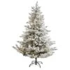 Nearly Natural 7-ft Flocked Fraser Fir Artificial Christmas Tree With 600 Warm White Lights And 3852 Bendable Branches Green