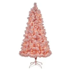 Nearly Natural 7-ft Holiday Pink Cashmere Artificial Christmas Tree Artificial With 300 LED Lights And 599 Bendable Branches